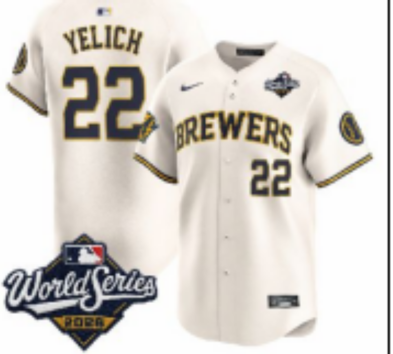 Women Milwaukee Brewers #22 Yelich cream Nike 2026 World Series jersey 10210